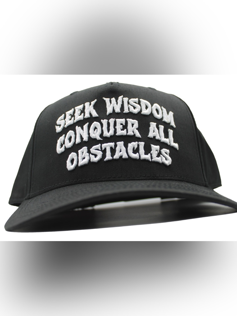 Black Motivational Embroidered Baseball Cap - Seek Wisdom Conquer All